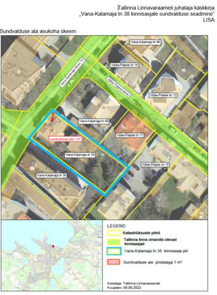 Vana-Kalamaja tn 38 sundvalduse asukohaskeem