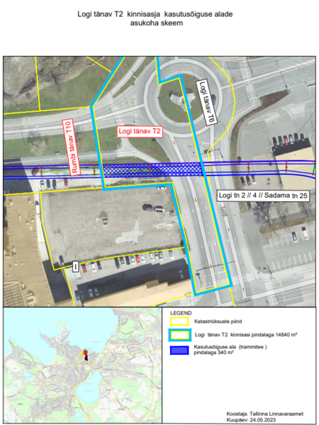 Logi tänav T2 kasutusse antava osa asukohaskeem